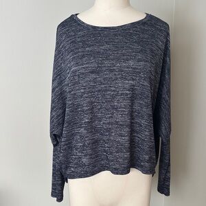 C'est Moi Navy Blue Dolman Sleeve Pleated Back Long Sleeve Top One Size